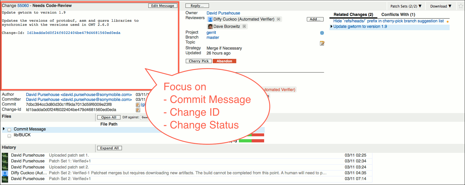 user review ui change screen commit message