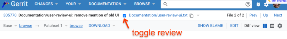 user review ui side by side diff screen reviewed